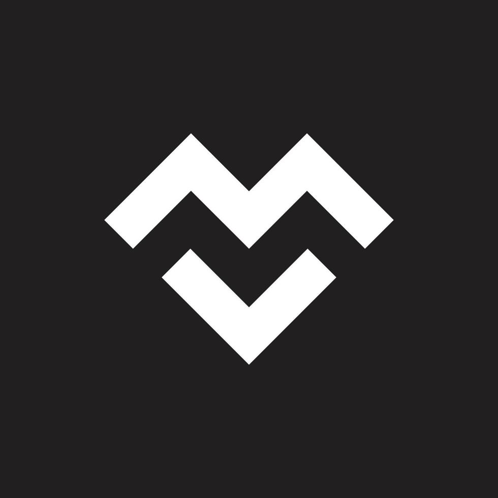 letter mv simple geometric line logo vector