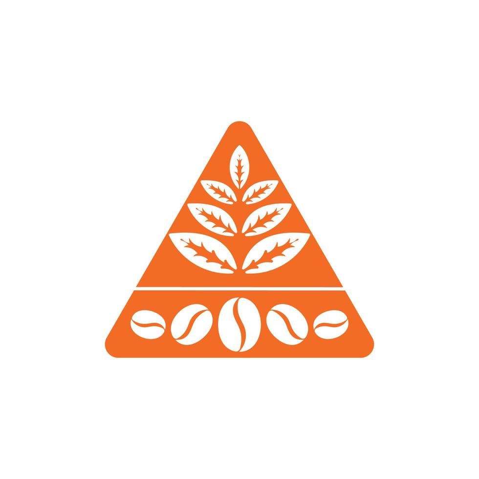 tea leaf coffee bean triangle design logo vector