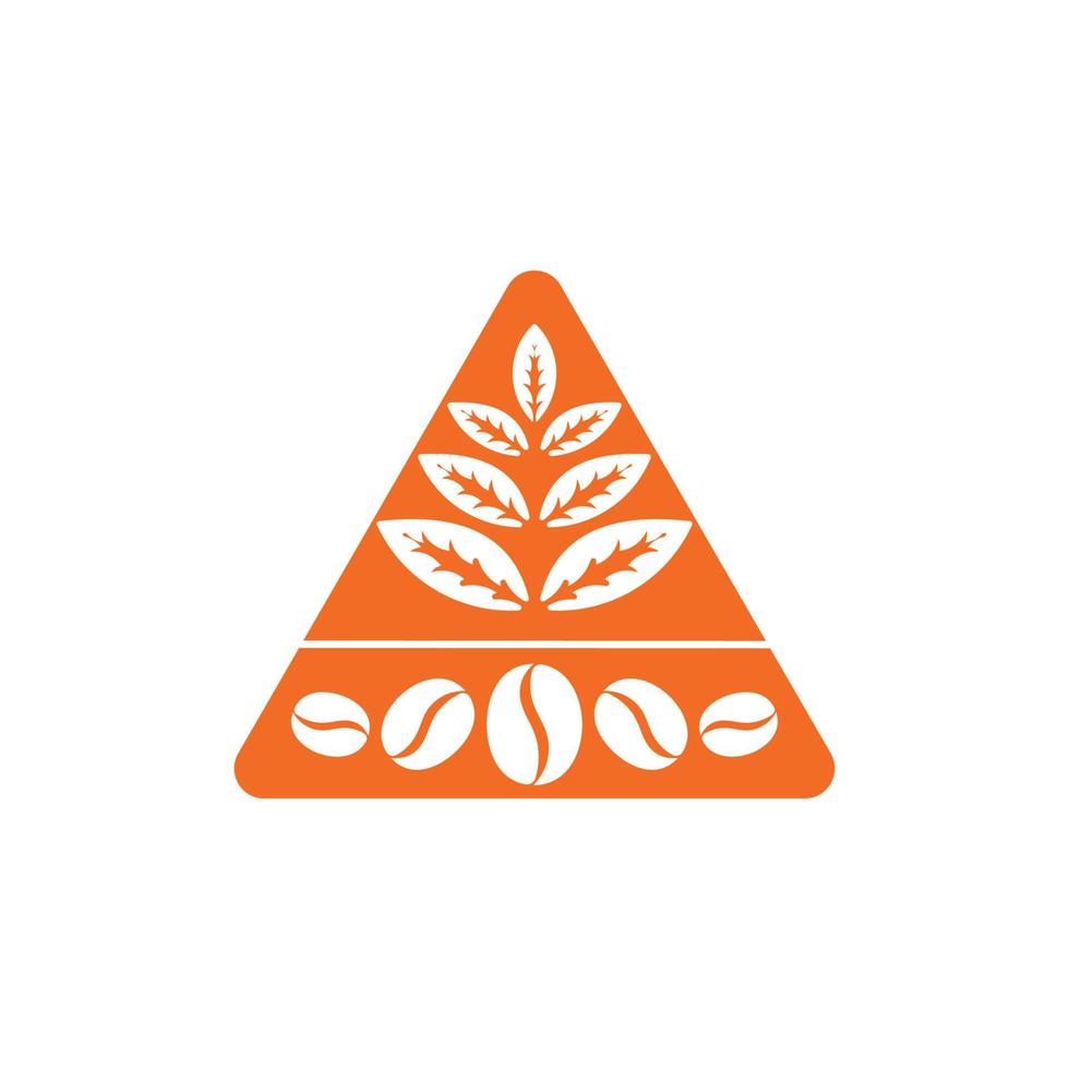 vector de logotipo de diseño de triángulo de grano de café de hoja de té