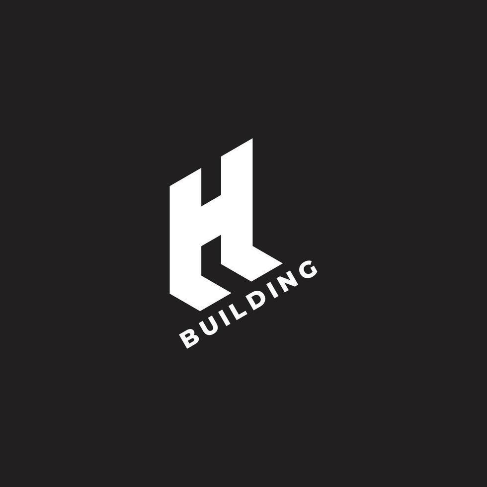letter h hotel building night design symbol logo vector