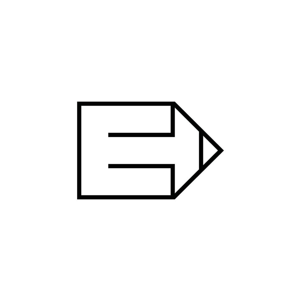 letter e thin line design pencil symbol vector