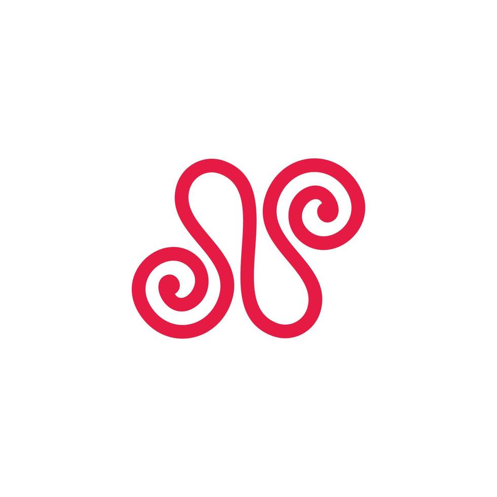 abstract letter n loop spiral shape lines art symbol logo vector