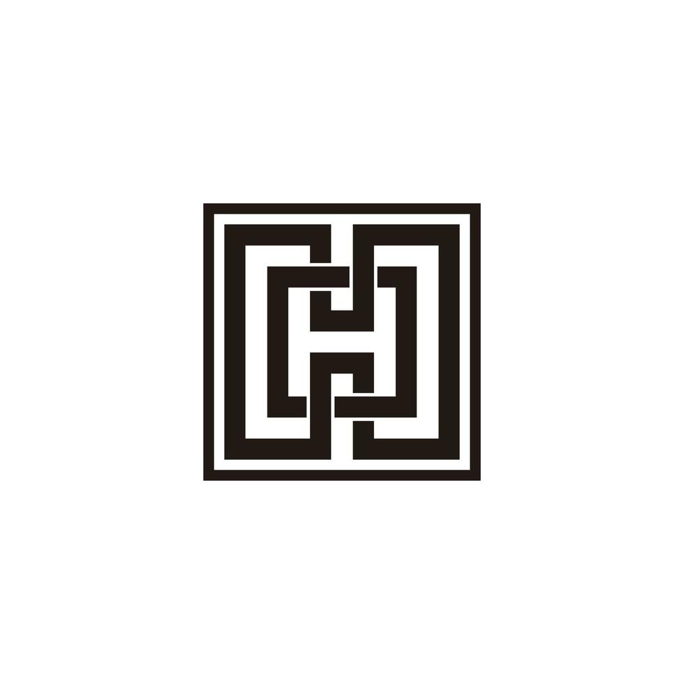 Letra hh simple laberinto vinculado vector de logotipo de línea geométrica