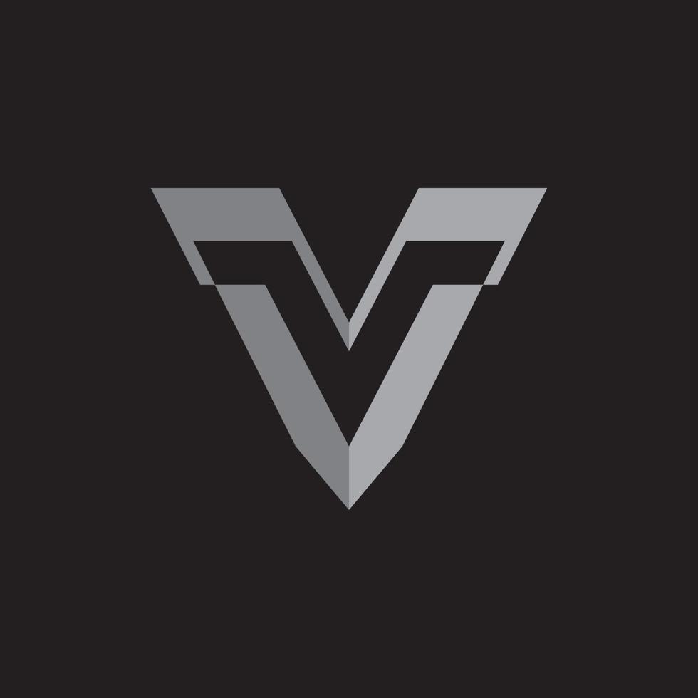 letter v geometric gradient 3d logo vector