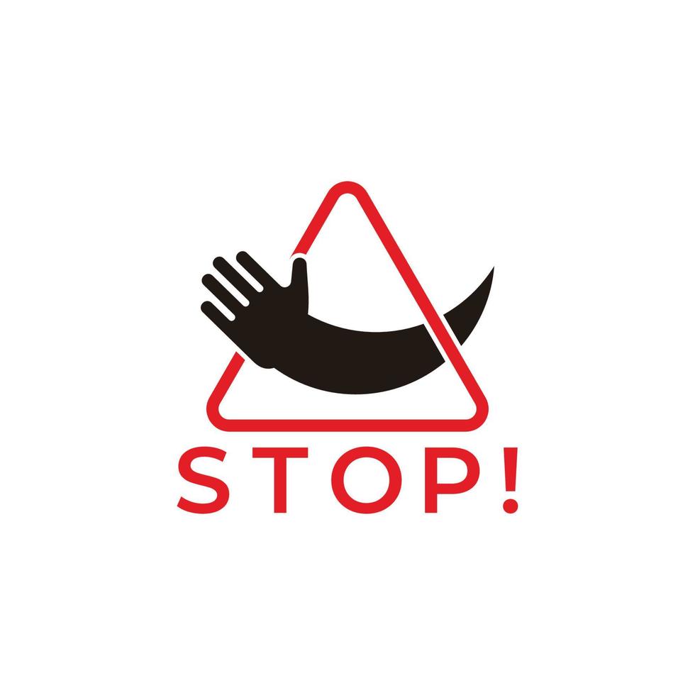 triangle stop hand sign symbol icon vector