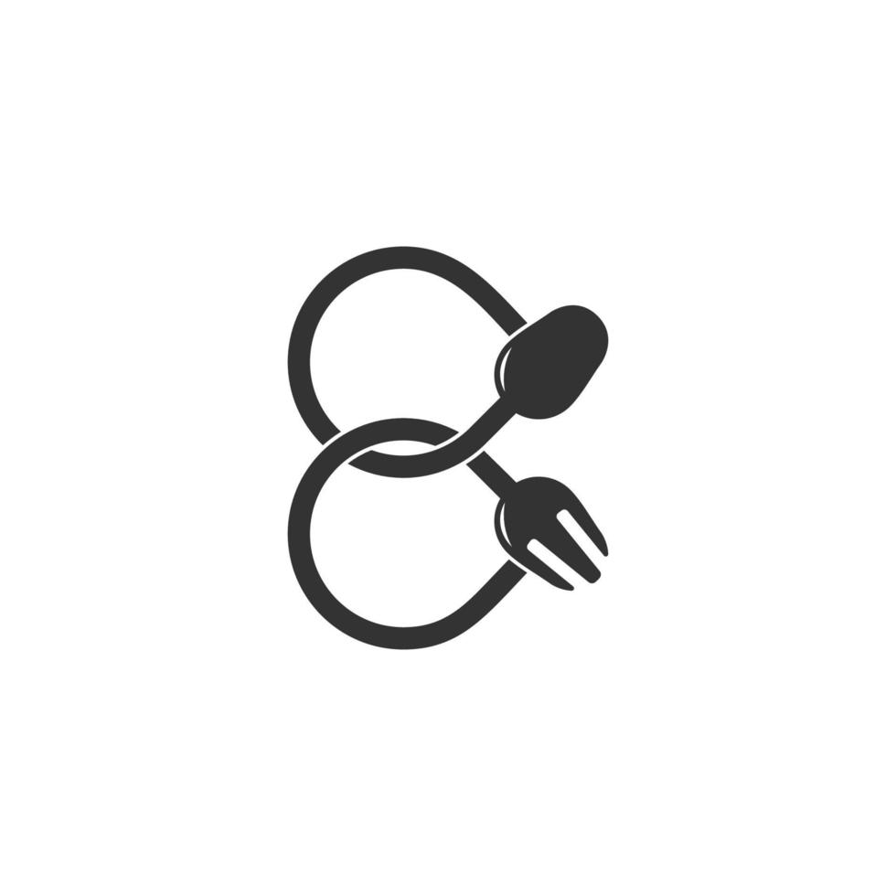 vector de símbolo de diseño de tenedor de cuchara número ocho