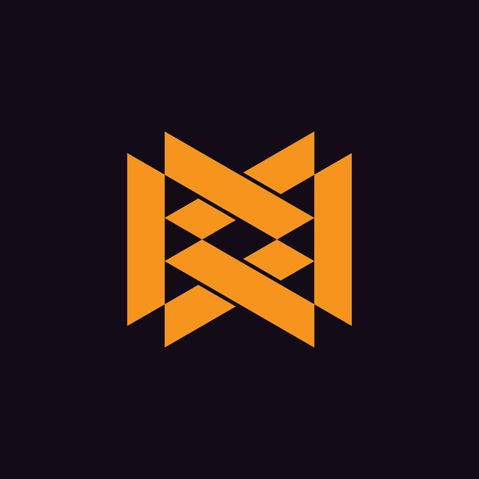 letter mw linked triangle geometric logo vector
