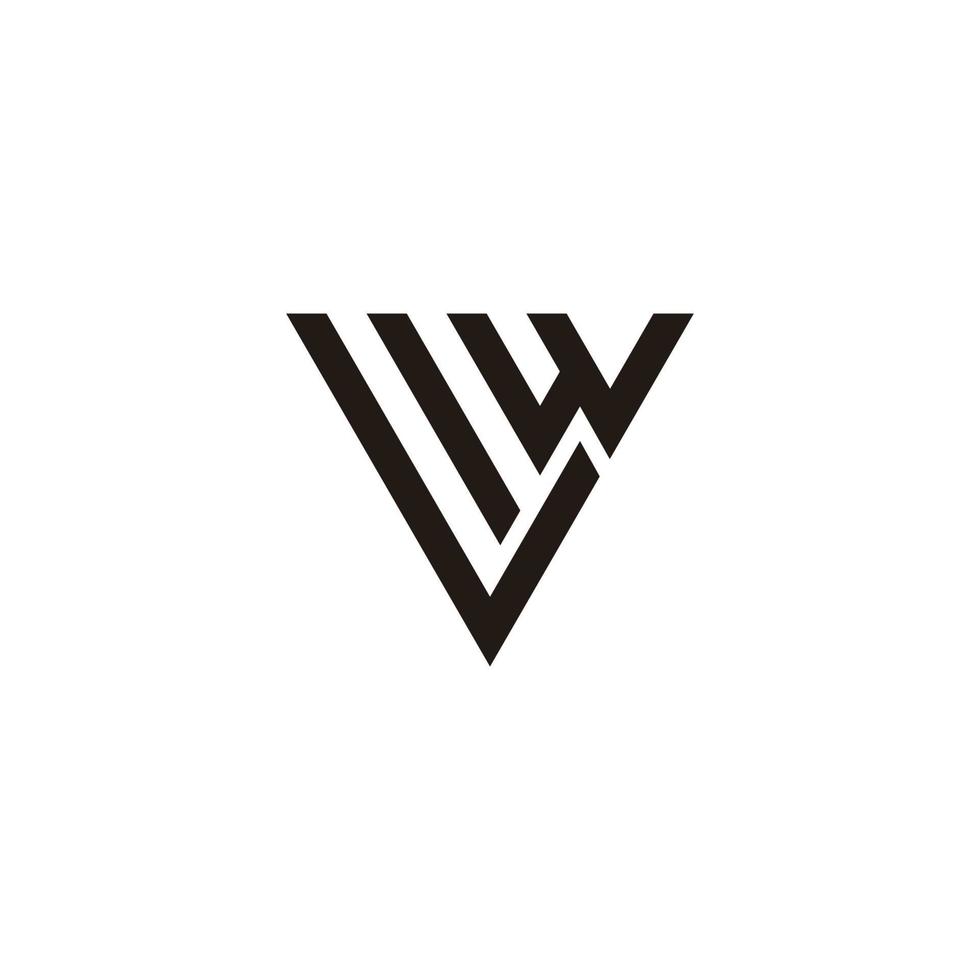 letter vw stripes geometric triangle logo vector