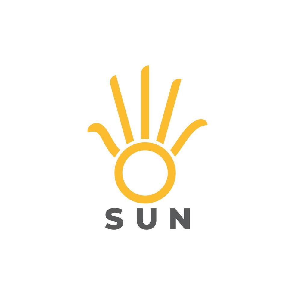 rayos de sol mano palma símbolo curvas línea símbolo logo vector