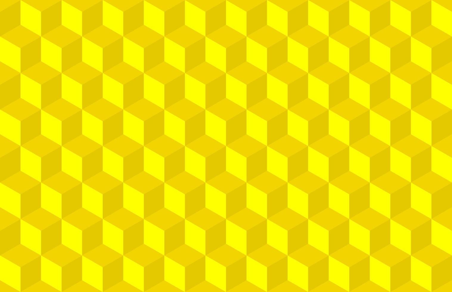 Yellow Isometric cube Shape Background texture. Seamless pattern vector illustration