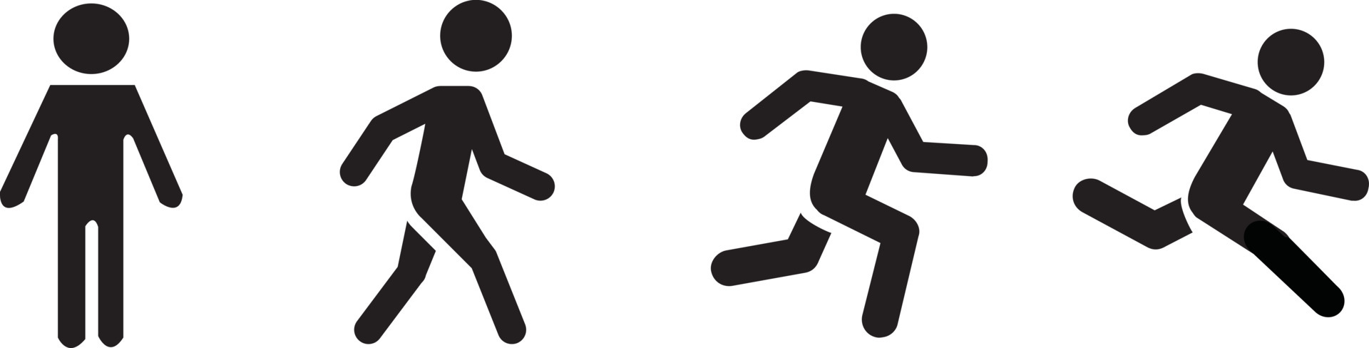 Stick figure walk and run. Running animation. Posture stickman. People  icons set. Man in different poses and positions. Black 4615424 Vector Art  at Vecteezy