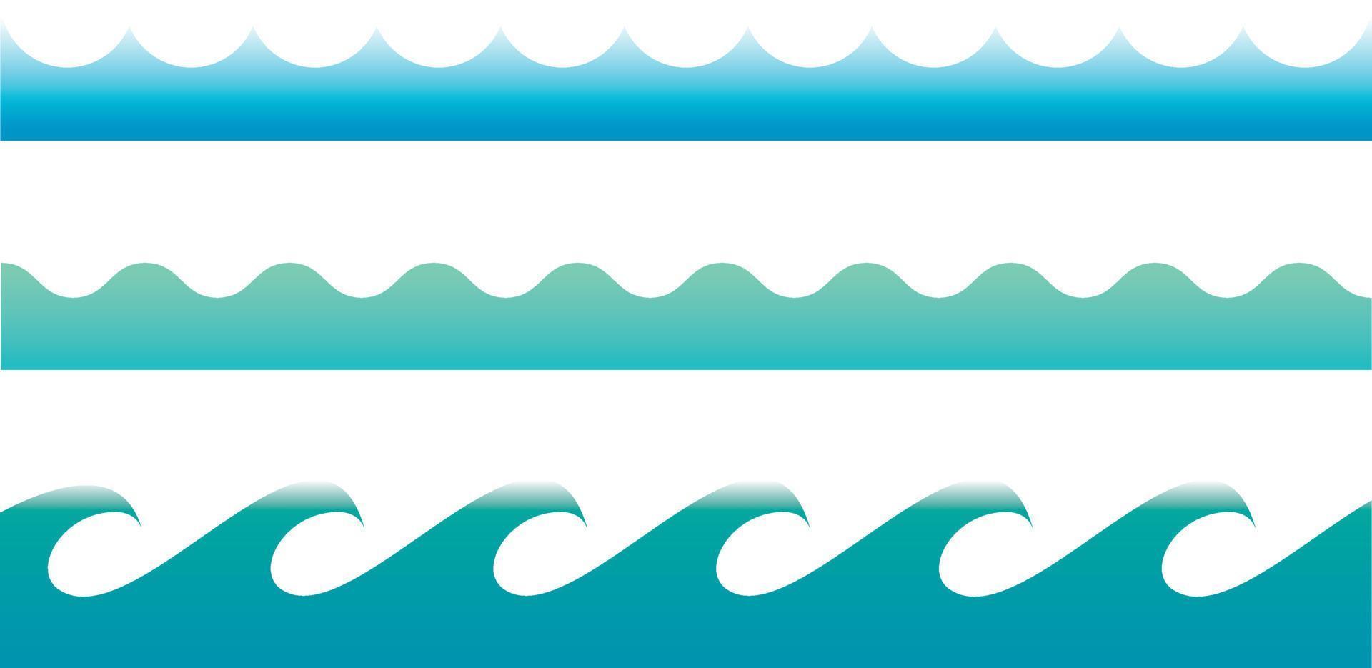 Waves flat style vector seamless icons collection