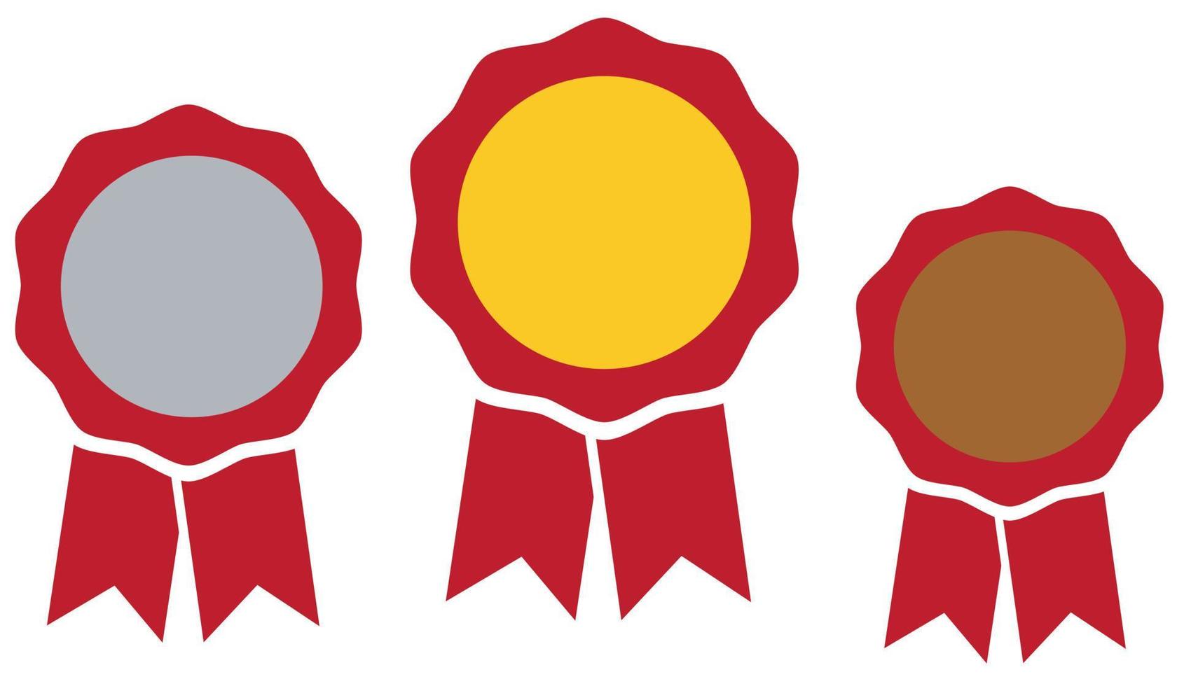 Gold, silver, bronze medal. 1st, 2nd and 3rd places. Trophy with red ribbon. Flat style, stock vector. vector