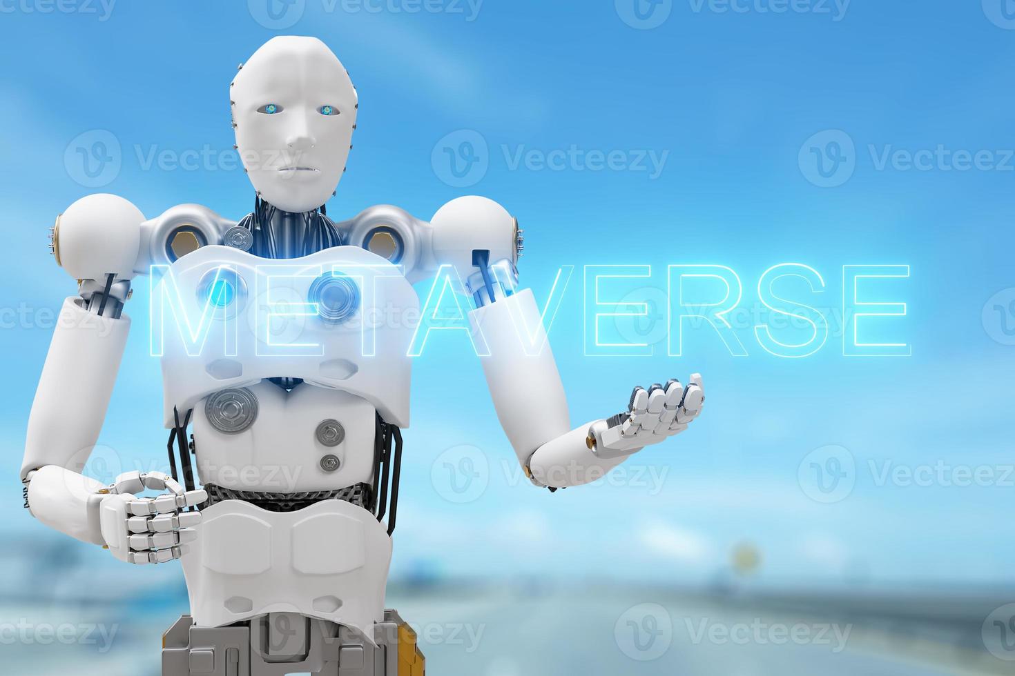 Robot community metaverse for VR avatar reality game virtual reality of people blockchain connect technology investment, business lifestyle 2022 photo