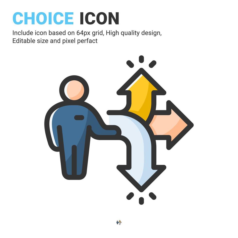 Choice icon vector with outline color style isolated on white background. Vector illustration target, selection sign symbol icon concept for business, finance, industry, company, apps, web and project