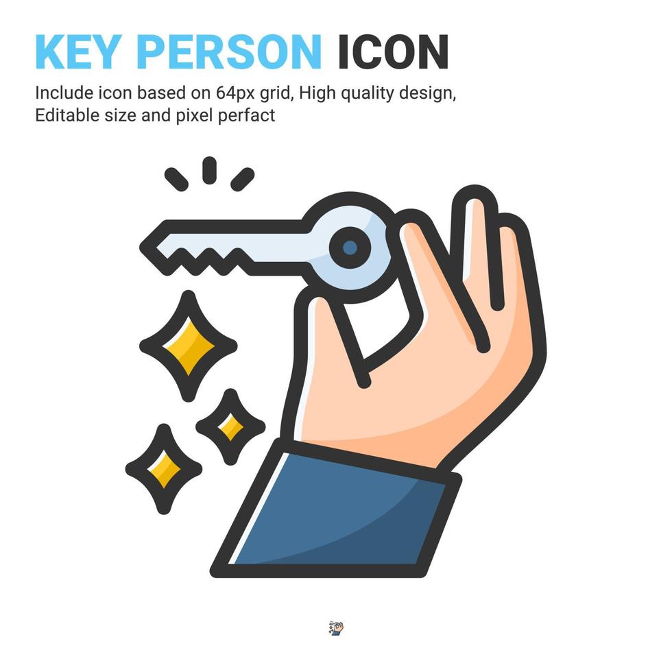 Key employee icon vector with outline color style isolated on white background. Vector illustration key person sign symbol icon concept for business, finance, industry, company, apps, web and project