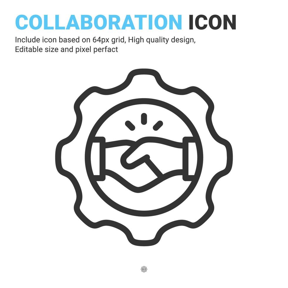 Collaboration icon vector with outline style isolated on white background. Vector illustration teamwork, contribution sign symbol icon concept for business, finance, industry, apps and project