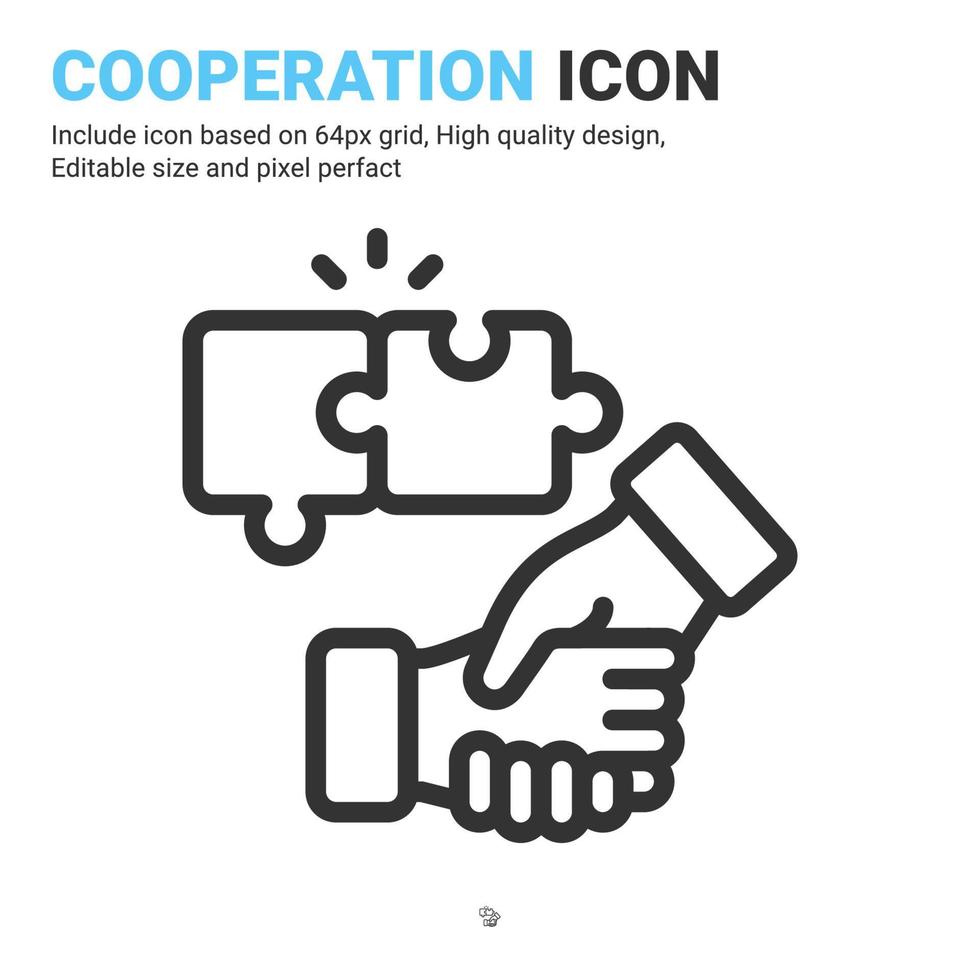 Cooperation icon vector with outline style isolated on white background. Vector illustration partnership sign symbol icon concept for business, finance, industry, company, apps, web and project