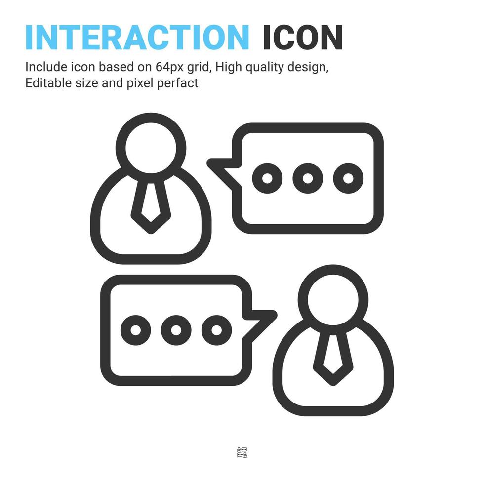 vector de icono de interacción con estilo de contorno aislado sobre fondo blanco. ilustración vectorial concepto de icono de símbolo de signo de comunicación para negocios, finanzas, industria, empresa, aplicación, web y proyecto