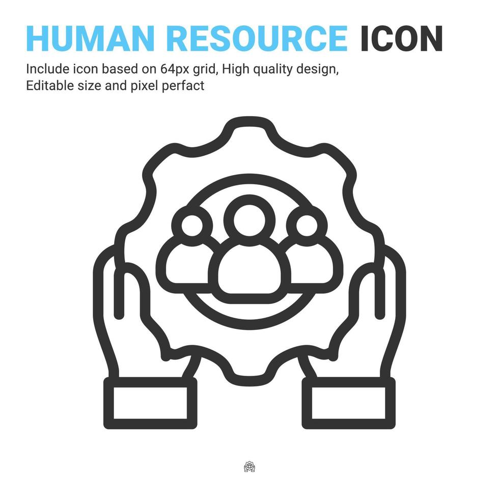 Human resources icon vector with outline style isolated on white background. Vector illustration worker, employee, laborer sign symbol icon concept for business, finance, industry and project