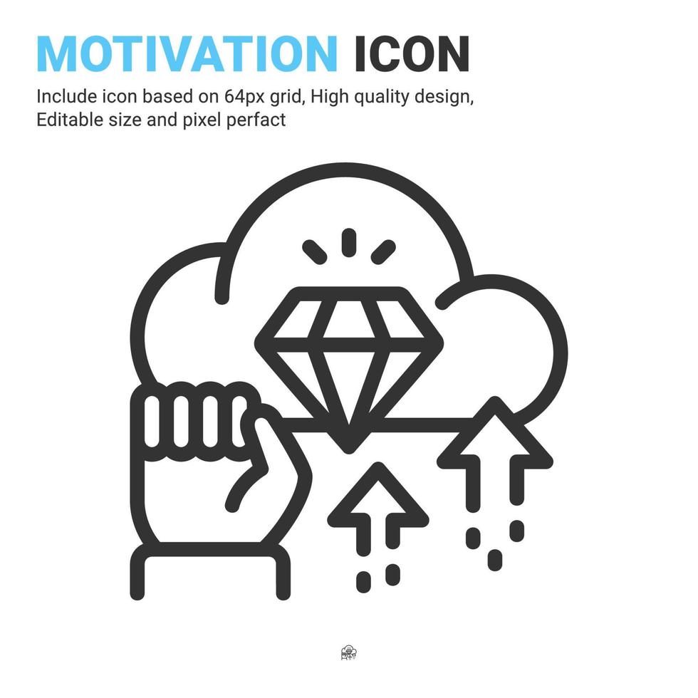 Motivation icon vector with outline style isolated on white background. Vector illustration target, goals sign symbol icon concept for business, finance, industry, company, apps, web and project