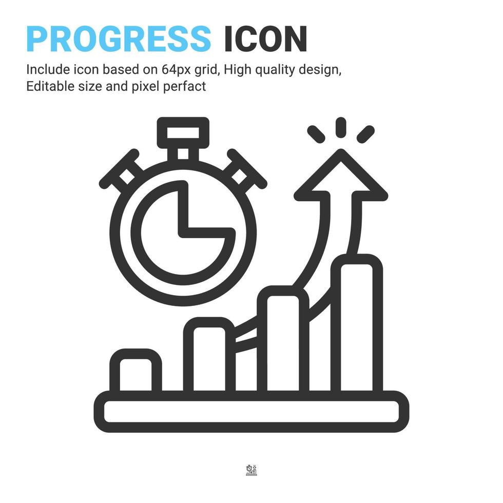 vector de icono de progreso con estilo de contorno aislado sobre fondo blanco. crecimiento de ilustración vectorial, concepto de icono de símbolo de signo gráfico para negocios, finanzas, industria, empresa, aplicaciones, web y proyecto