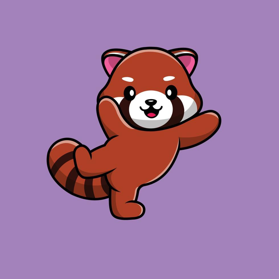 Ilustración de icono de vector de panda rojo lindo