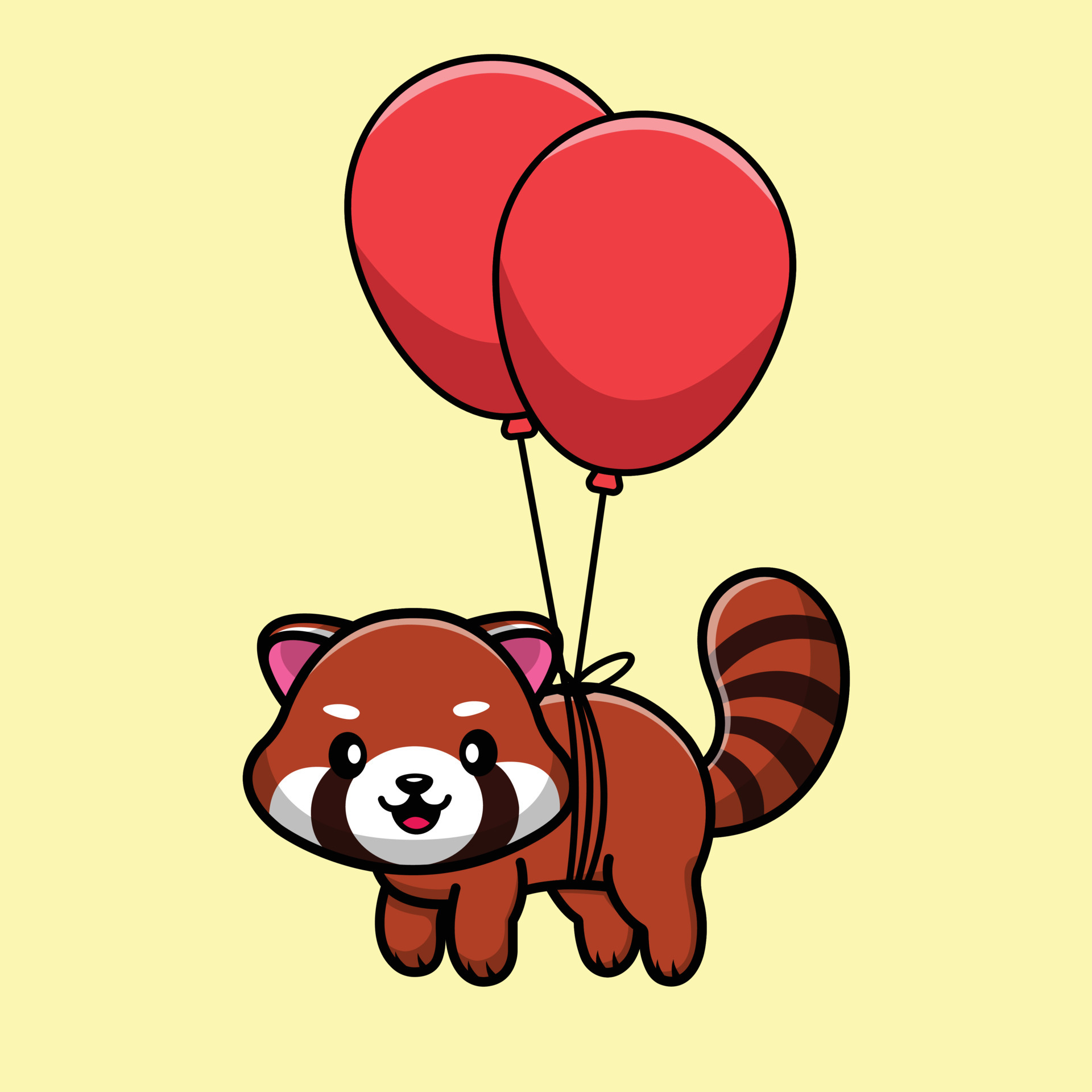Cute Red Panda Floating With Balloon Cartoon Vector Icon Illustration Vector Art At Vecteezy