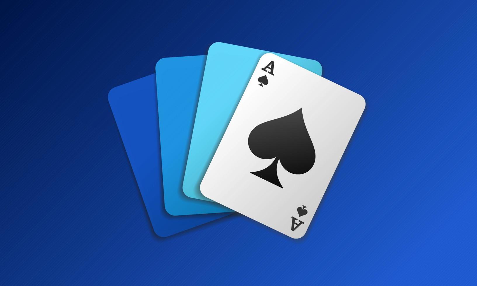 Vector illustration of playing card. Deck of playing card with open ace spade. Card gambling illustration on blues background, suitable for poker and casino game vector background.