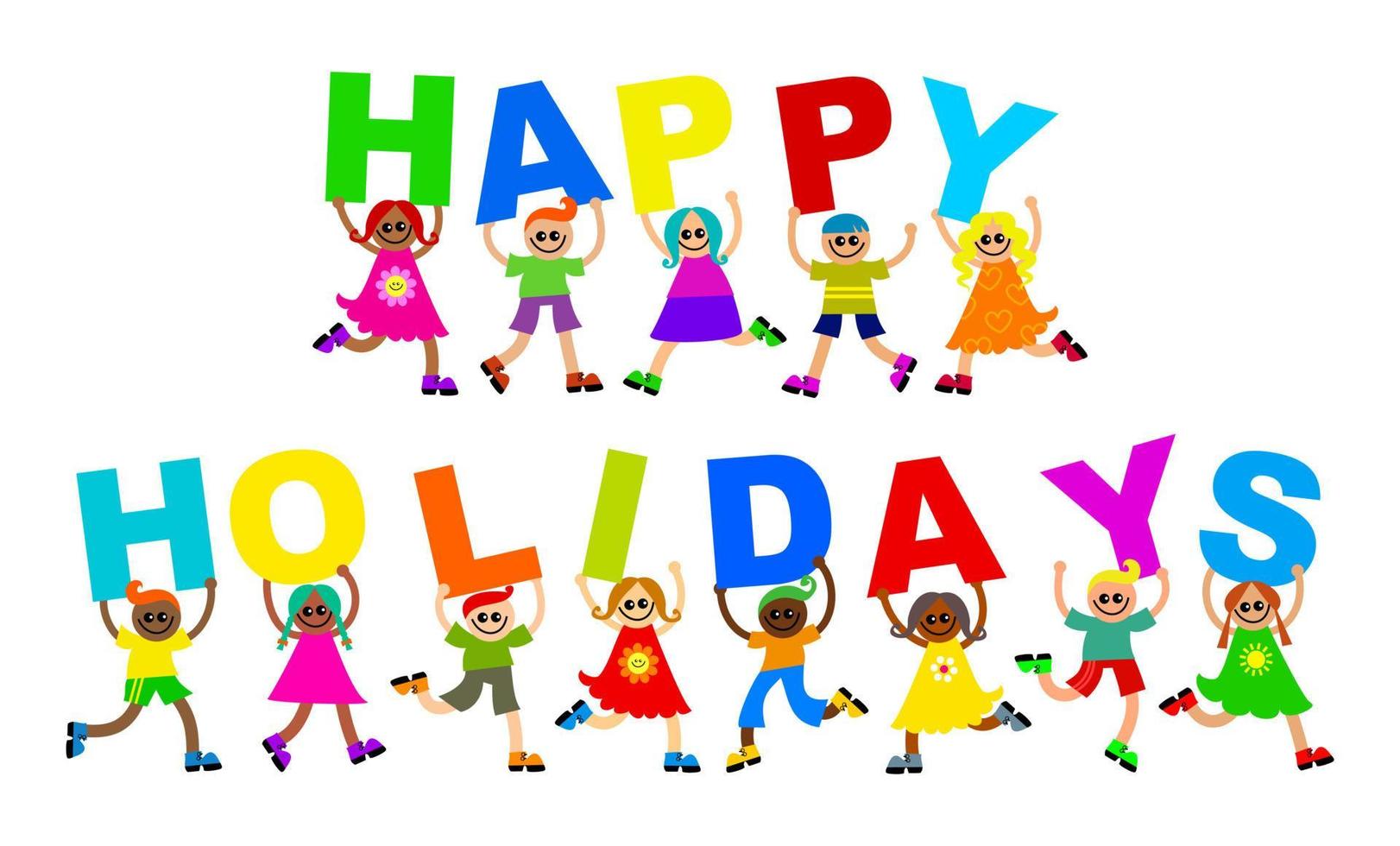 Happy Holidays Kids Celebration Text vector