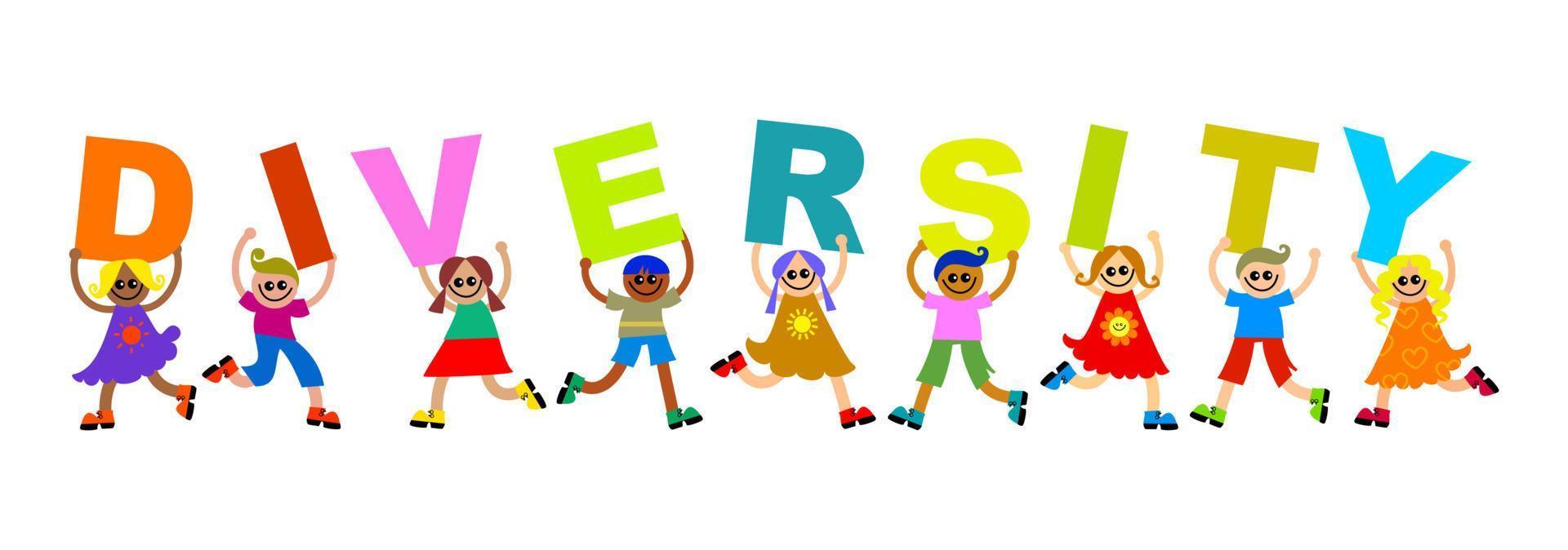 Diversity Happy Text Kids vector