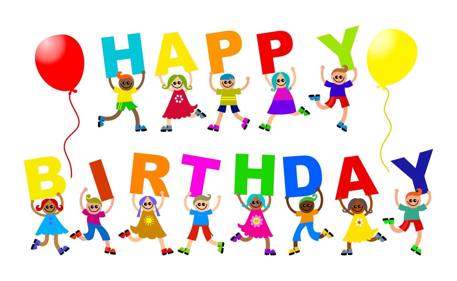 Happy Birthday Celebration Kids Text vector
