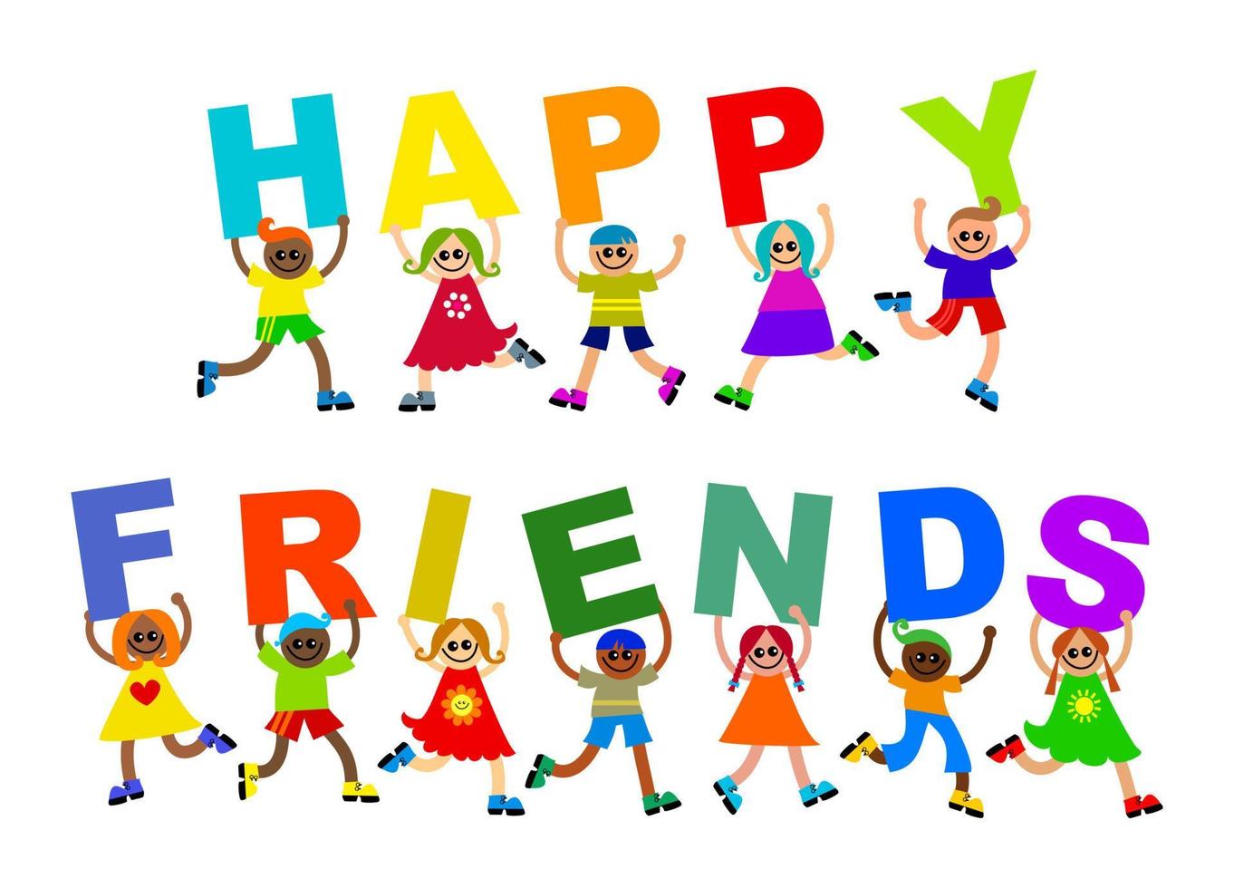 Happy Friends Kids Celebration Text vector