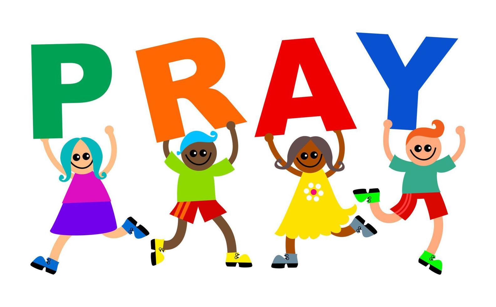 Pray Kids Happy Community Text vector