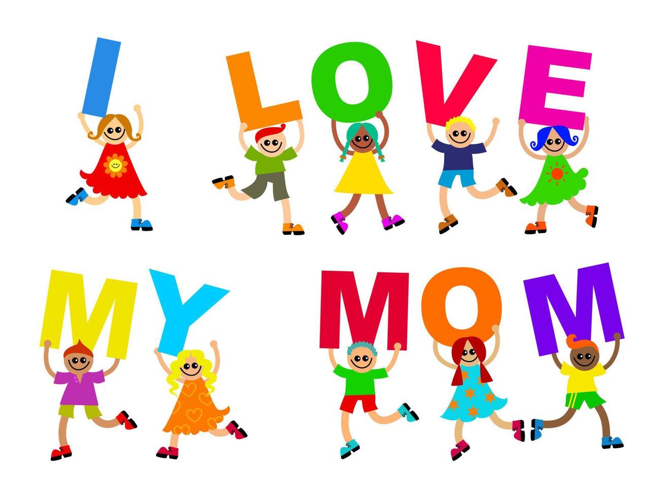 I Love My Mom Kids Celebration Text vector