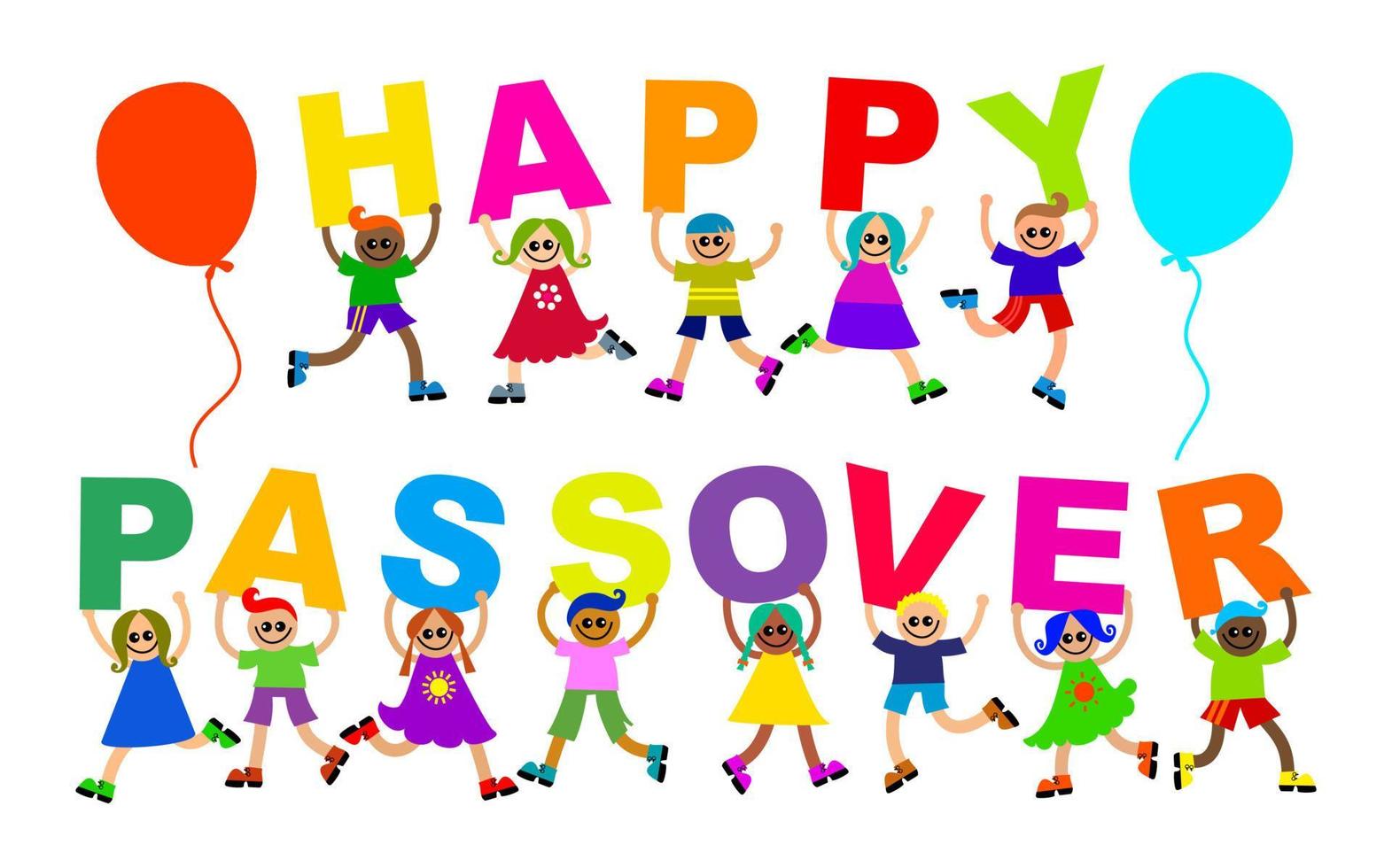 Happy Passover Kids Celebration Text vector