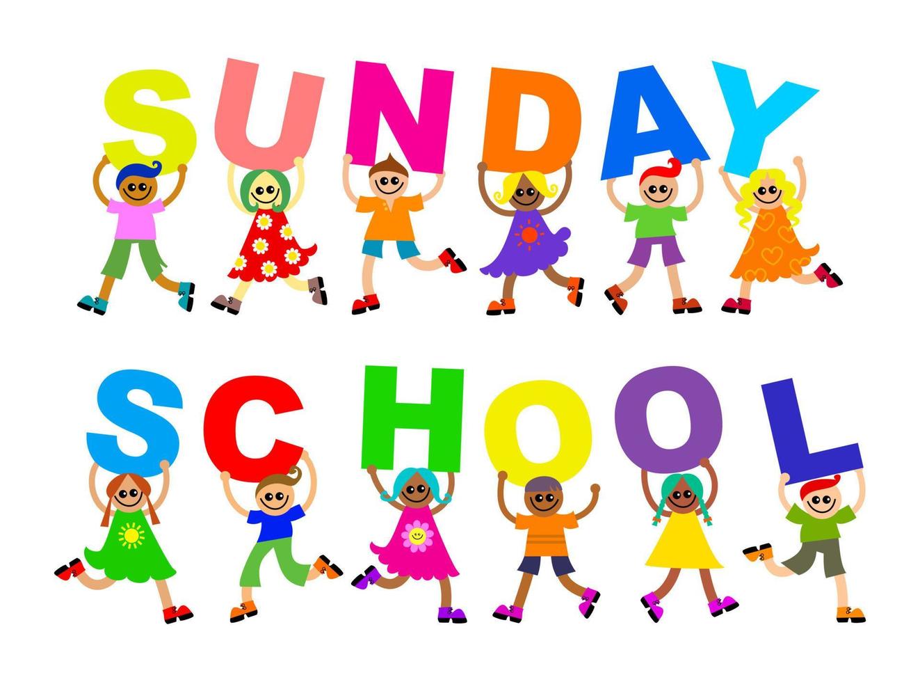 Sunday School Kids Community Text vector