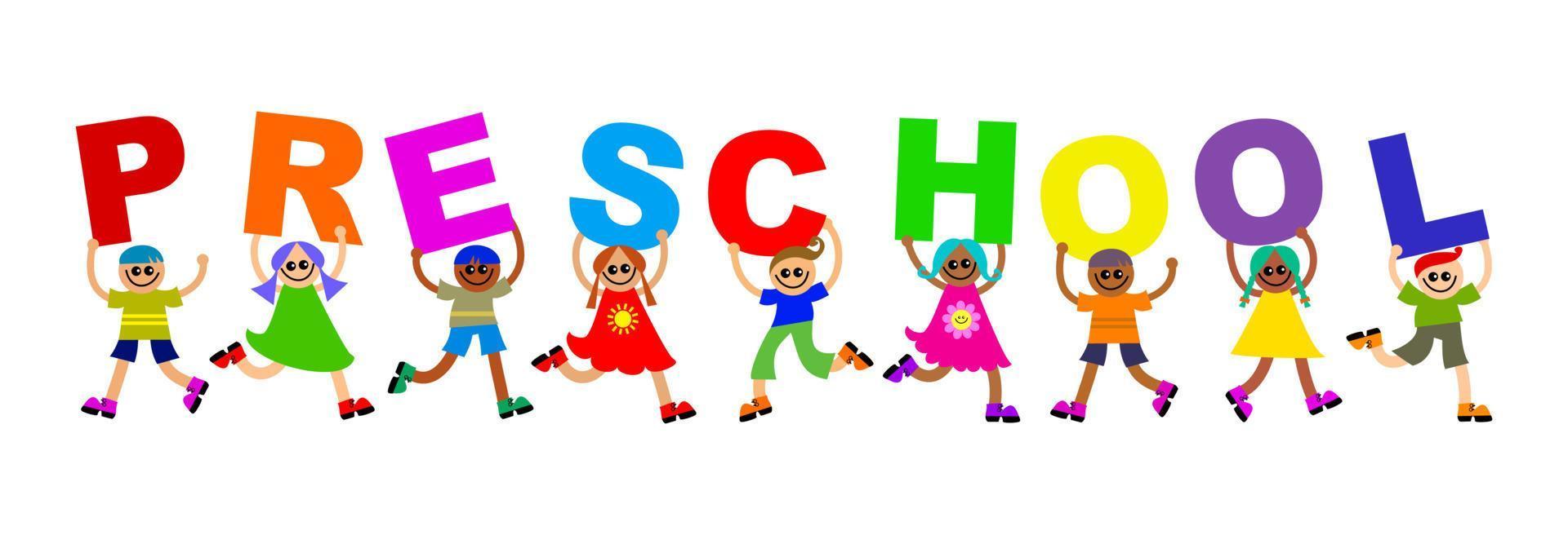 Preschool Kids Happy Community Text vector