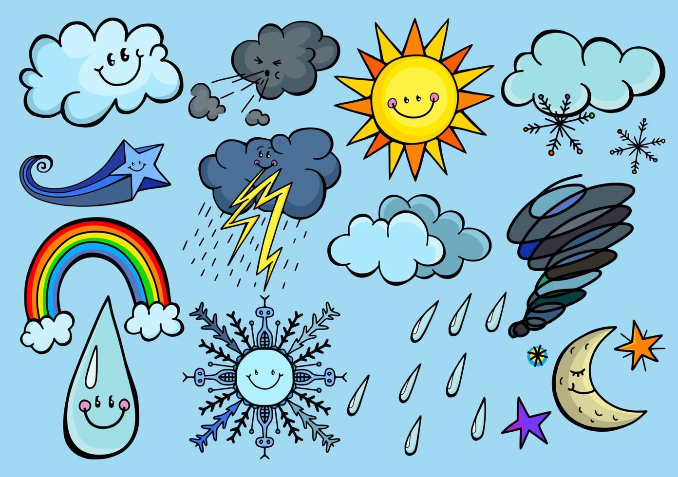 colección de doodle de clima de dibujos animados 4615637 Vector en Vecteezy