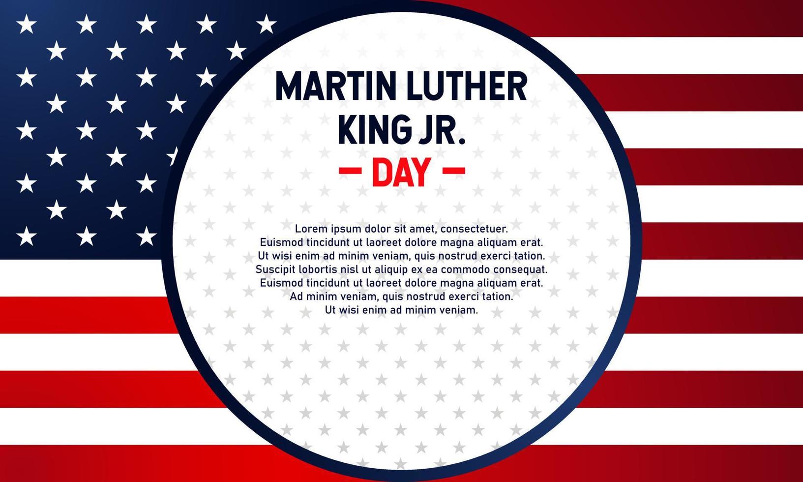 fondo del día de martin luther king. 18 de enero. plantilla para pancarta, tarjeta o póster. con un icono de estrella y una bandera de Estados Unidos. ilustración vectorial premium y de lujo vector