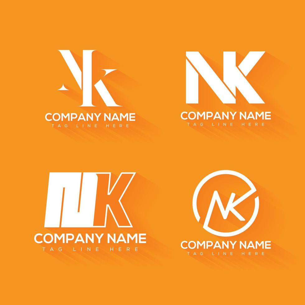 diseño de logotipo de letra nk vector