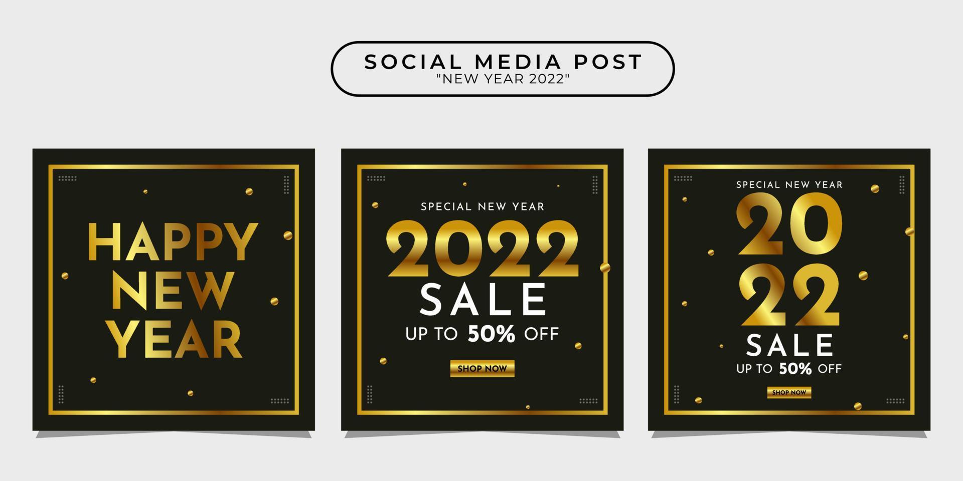 2022 feliz año nuevo colección de plantillas de diseño de publicaciones en redes sociales para pancartas, carteles, publicidad, etc. vector