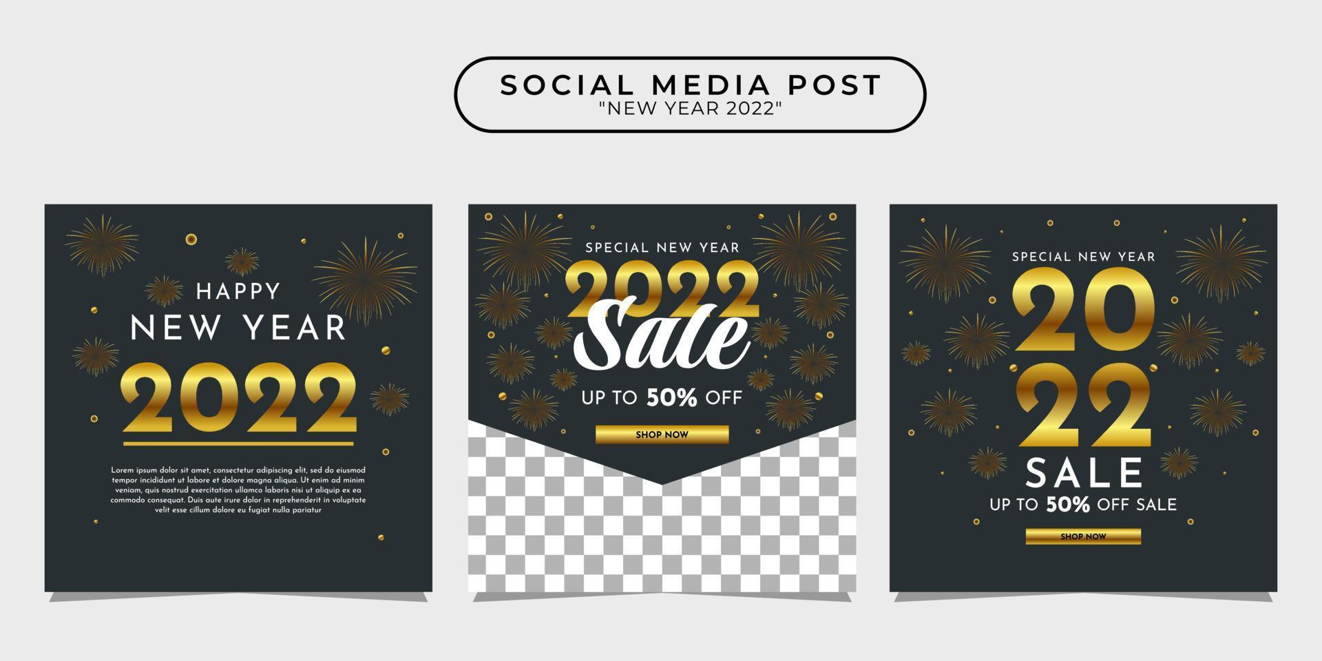2022 happy new year social media post design template collection for banner, poster, advertising, etc. vector