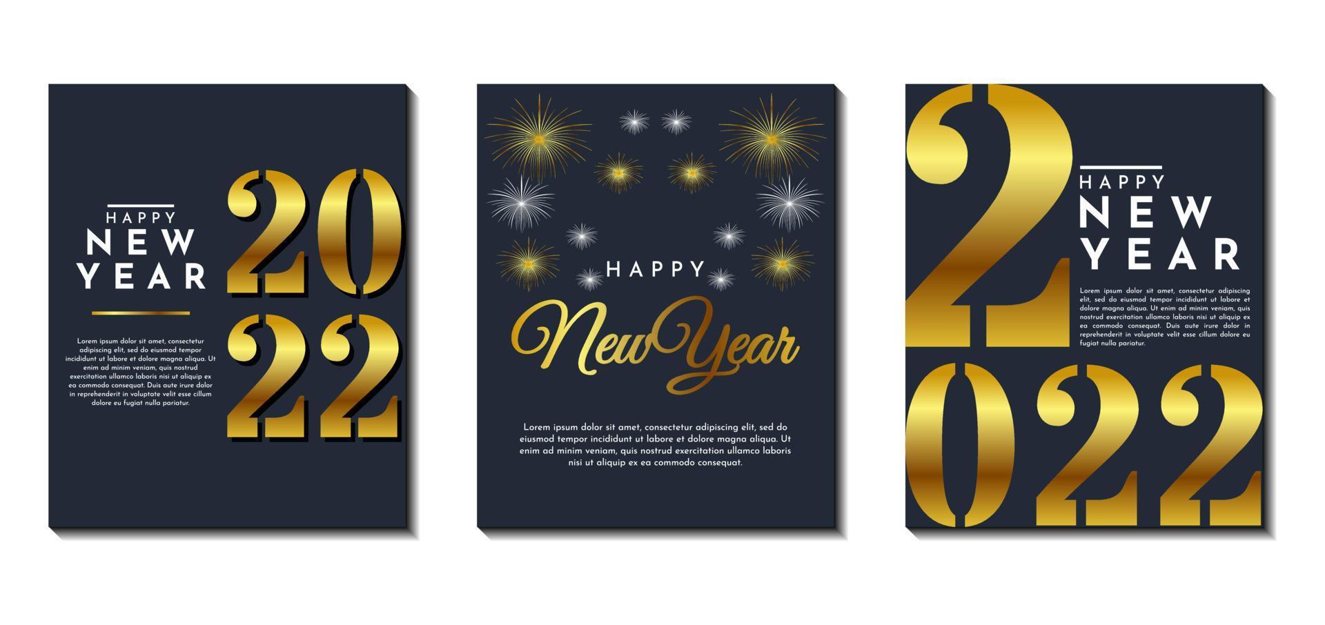 Creative concept set of new year 2022 background with luxury gold style. Very suitable for poster, banner, covers, greeting card, social media post, etc. vector