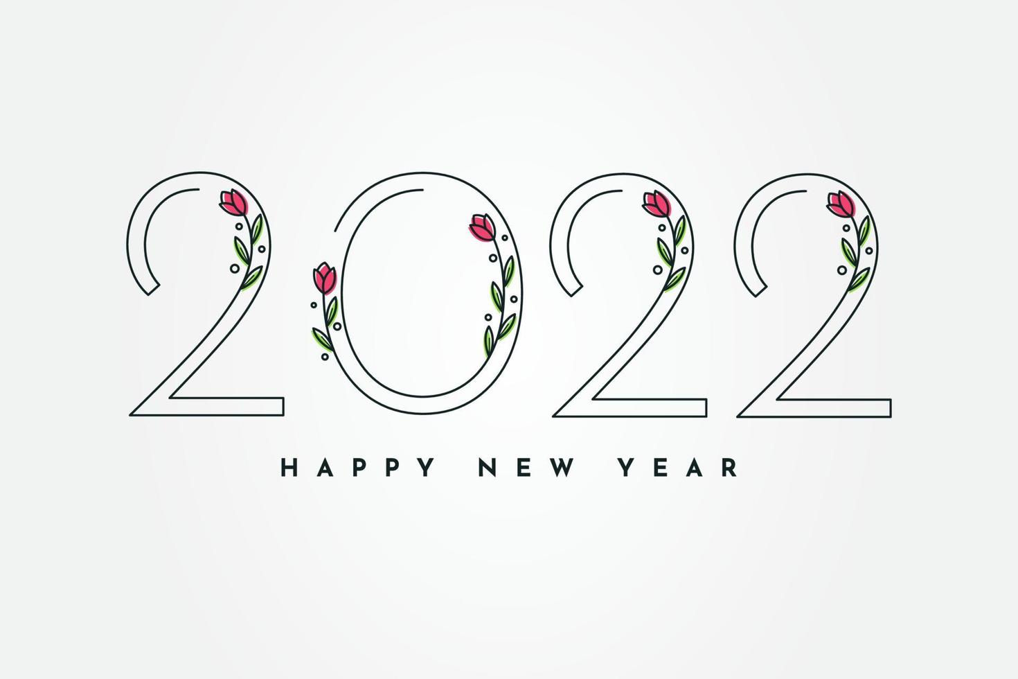 Happy new year 2022 with flowers vector