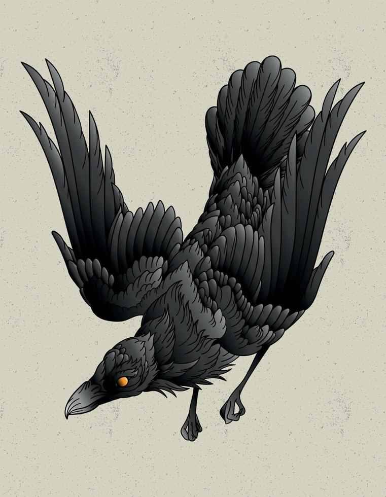 crow tattoo old school vector