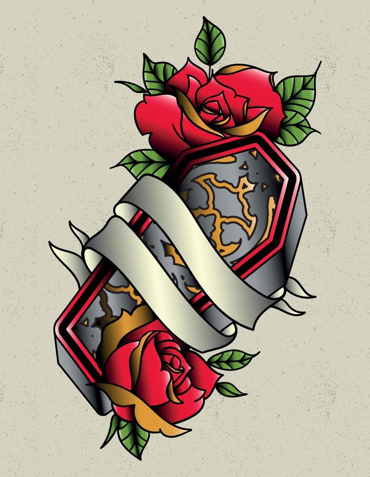coffin tattoo design vector