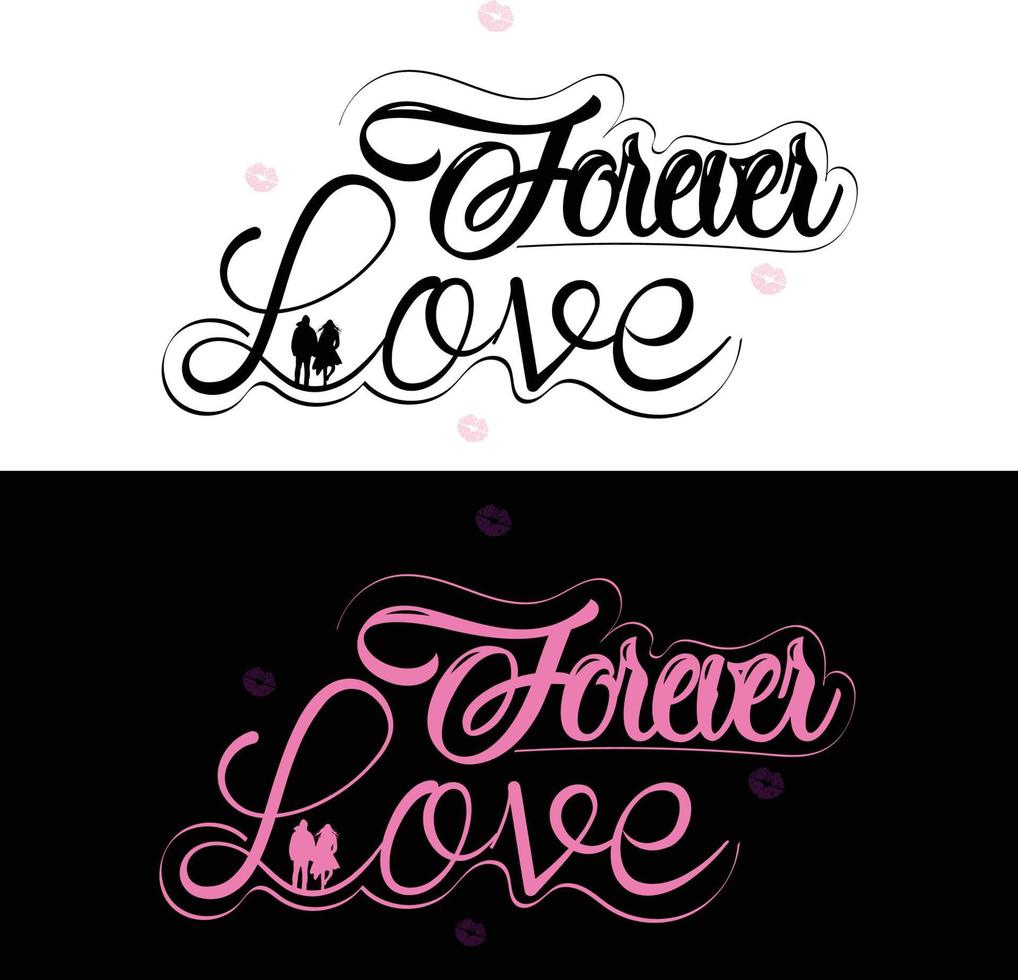 diseño de tipografía de amor para siempre para el día de san valentín vector