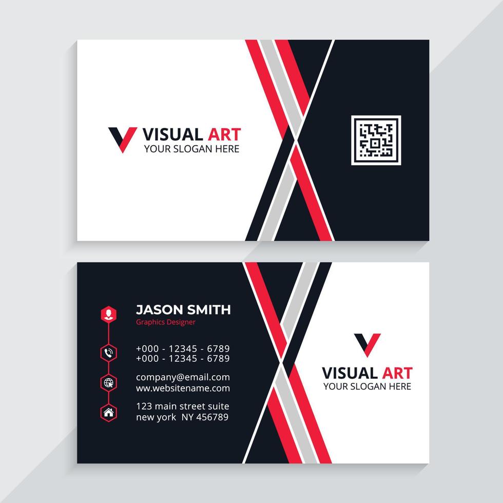 Modern red and black business card vector