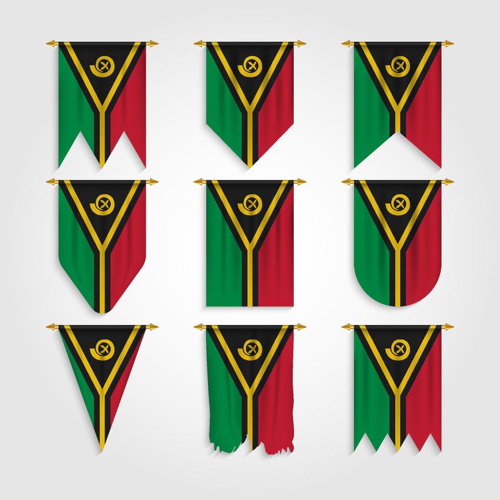 Vanuatu flag in different shapes, Flag of Vanuatu in various shapes vector